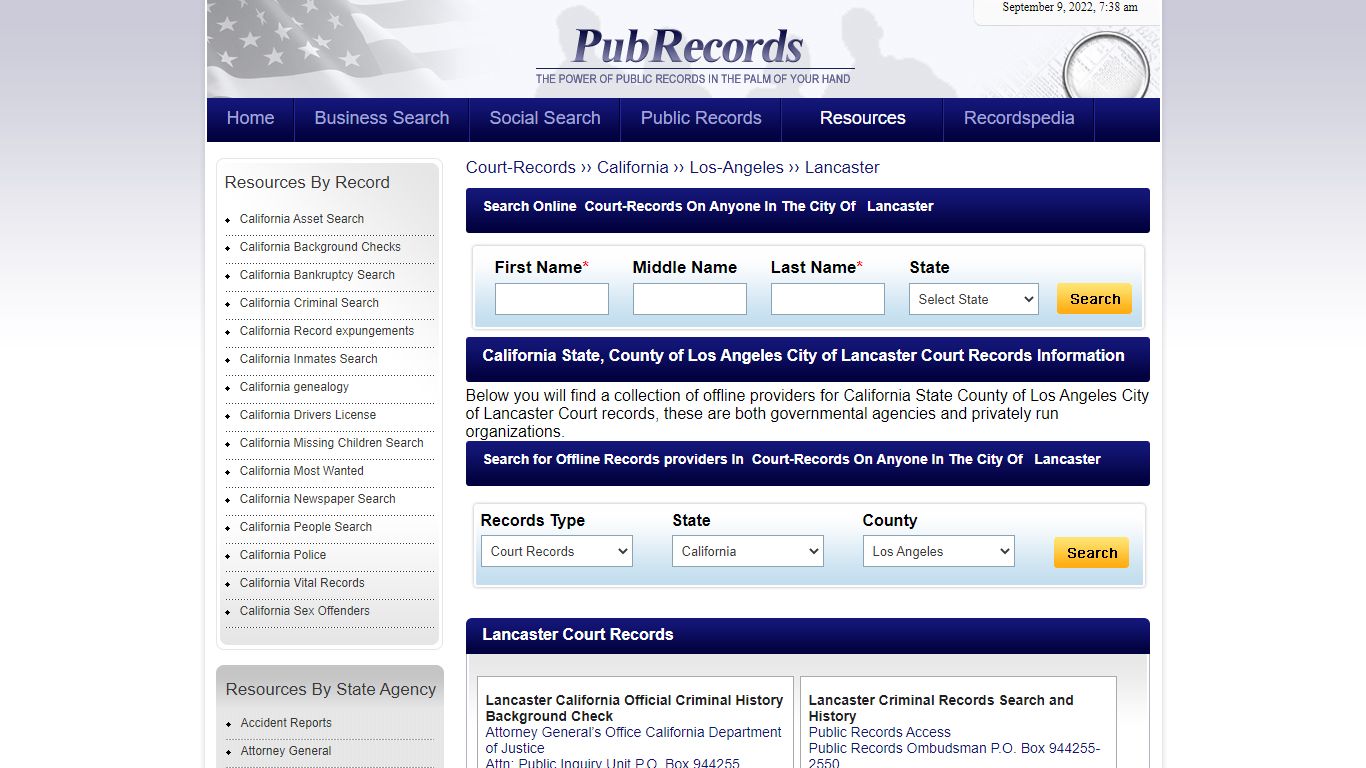 Lancaster, Los Angeles County, California Court Records